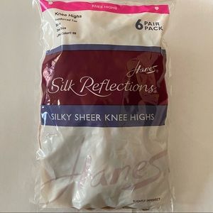 Hanes Silky Sheer Knee Highs 6 Pair One Size